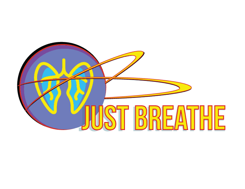the just breathe logo is shown on a black background