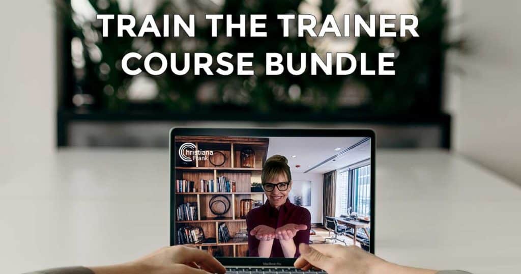 a person on a laptop with the text train the trainer course bundle
